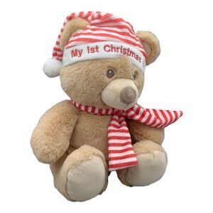 Kellytoy My 1st Christmas 10” Teddy Bear Plush Stuffed Animal Rattle Crinkle Ear